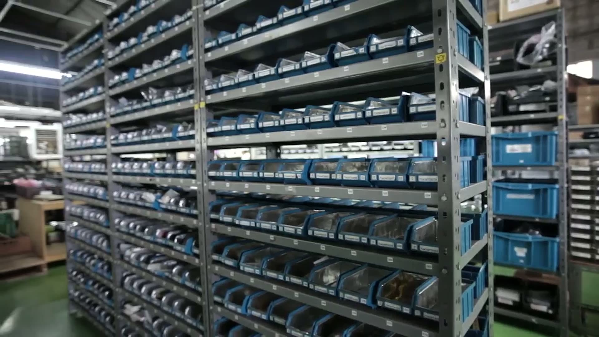 Shelving in VRI's electronic component warehouse